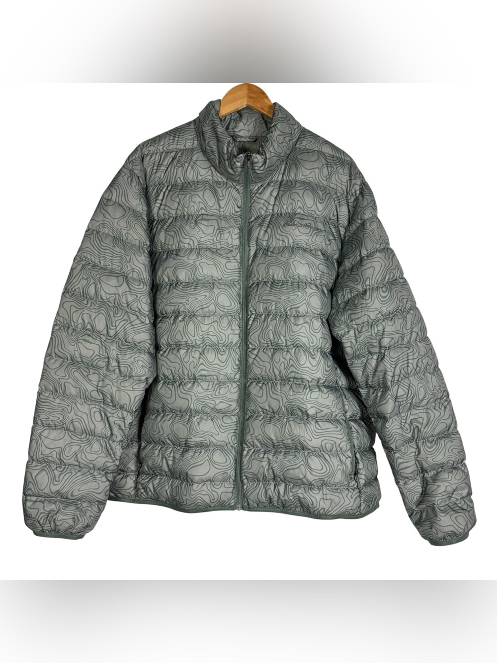 Eddie Bauer Jacket Mens 2XL Green EB650 Down Puffer Lightweight Full Zip